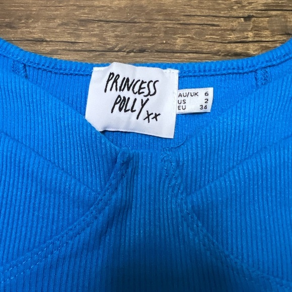 Princess Polly Blue Crop Top - Picture 2 of 2